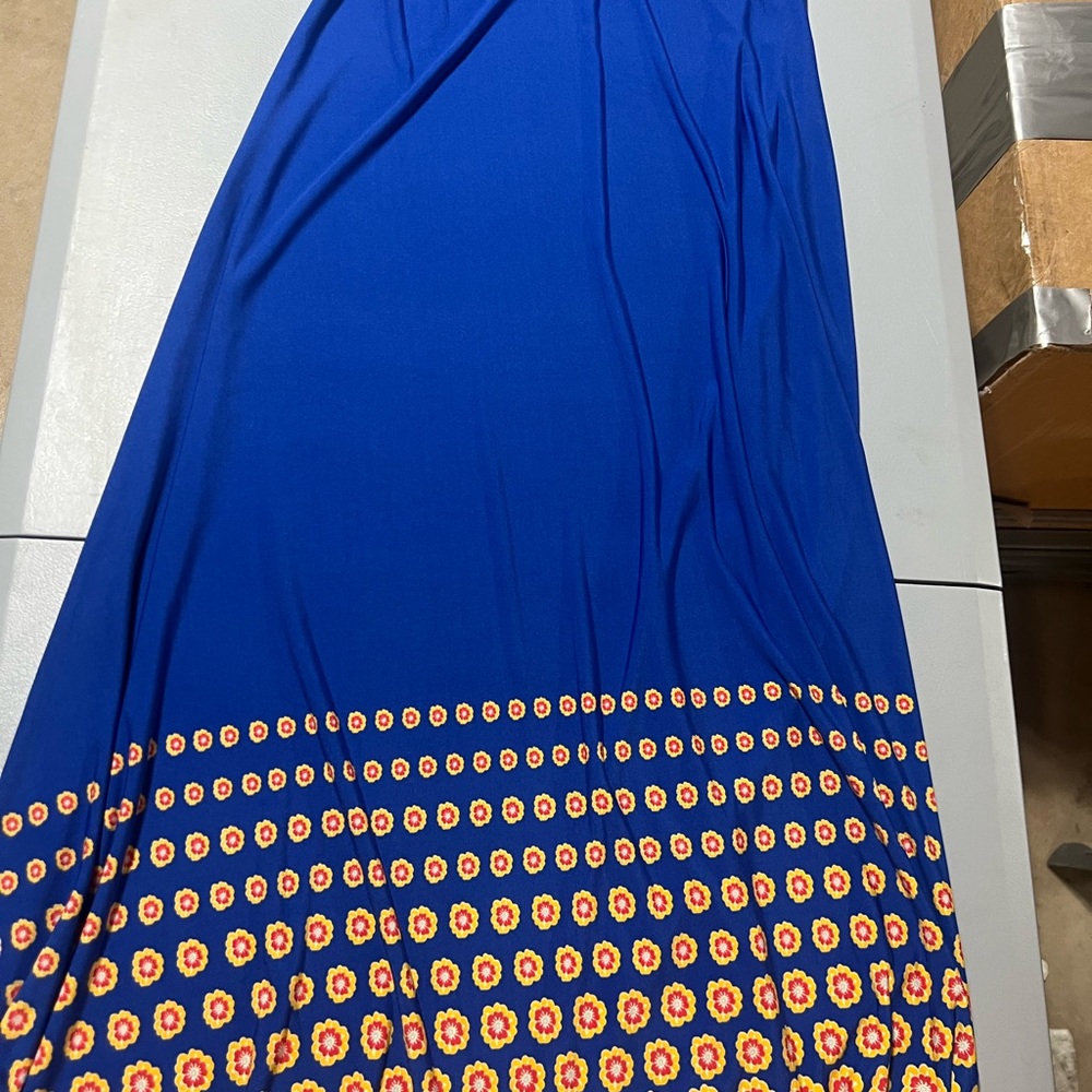 Blue Maxi Dress with Floral Pattern